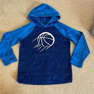 Justice blue hoops glitter ball hoodie